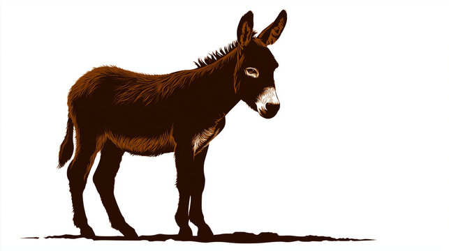  donkey on white background