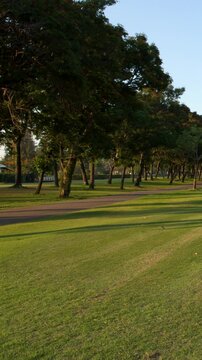 Wide Shot of Lush Green Golf Course Fairway in Bangkok Thailand