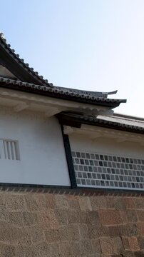 Historical Architecture of Kanazawa Castle with Stone Wall and Tiled Roof
