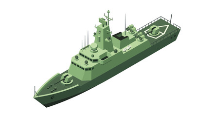 Modern Warship, Naval Destroyer, Military Vessel, Isometric View © Korek