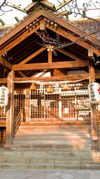 Traditional Wooden Shinto Architecture at Utasu Shrine in Kanazawa, Japan