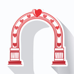 Fototapeta premium Red Wedding Arch with Hearts Decoration
