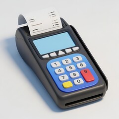 Obraz premium Point of sale terminal with receipt printer and keypad for payments electronic device for processing transactions