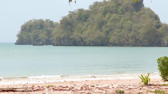 Scenic View of Krabi Beach with Limestone Islands and Calm Turquoise Water