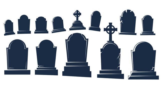 Grave Headstone Silhouettes Collection - Cemetery Monuments