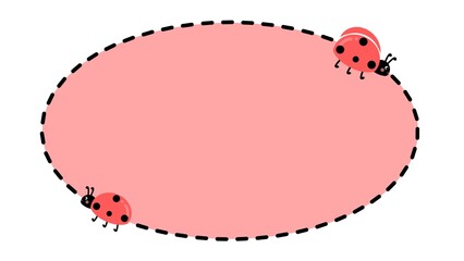 Flying ladybug frame. Ladybug speech bubble. Dialogue message frame with flying ladybird. Cartoon beetle chat cloud. Ladybug summer template © Stock Arza