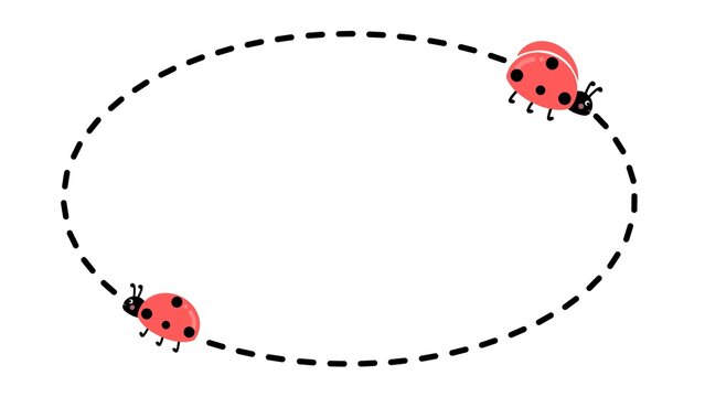 Flying ladybug frame. Ladybug speech bubble. Dialogue message frame with flying ladybird. Cartoon beetle chat cloud. Ladybug summer template