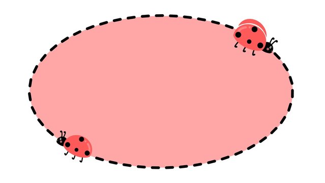 Flying ladybug frame. Ladybug speech bubble. Dialogue message frame with flying ladybird. Cartoon beetle chat cloud. Ladybug summer template