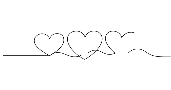 Minimalistic line art depicting intertwined hearts with a flowing line in the background