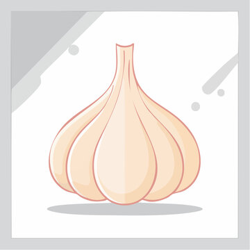 Cartoon illustration of a single garlic bulb