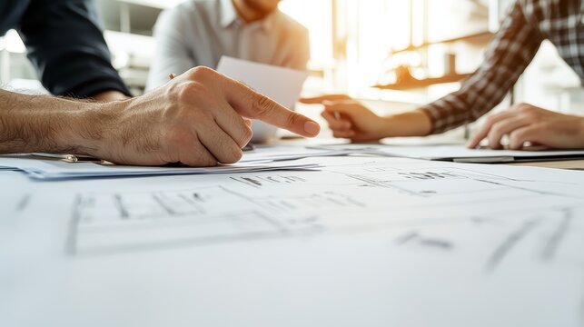 Person points at paper image shows individual indicating document focus on interaction with information