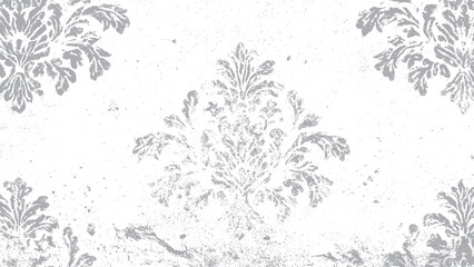 Fototapeta premium Abstract floral ornament with distressed grunge style Seamless botanical pattern with textured grunge finish