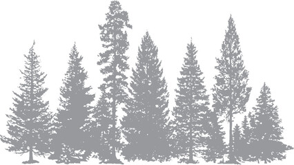 Fototapeta premium Dead tree silhouette set with distressed grunge effect