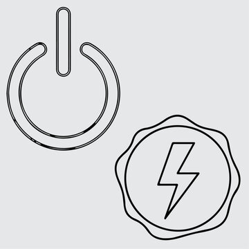 Power button icon vector illustration of glossy round metal switch with on-off symbol for computer and internet technology interface design