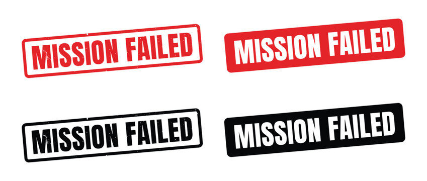Mission failed stamp set red and black labels on transparent background high quality professional detailed modern elegant stylish clean crisp vibrant colorful digital creative
