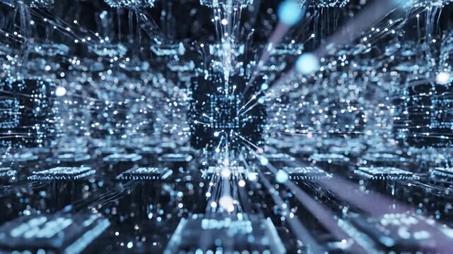Abstract Digital Network Data Flow Futuristic Technology Background.