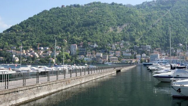 Como, Italy,2026,april,2nd, view of Diga foranea Piero Caldirola dam