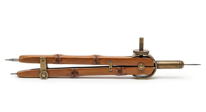 Vintage Style Drafting Compass with Bamboo Wooden Handles.