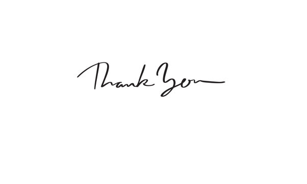 Thank you text font calligraphy hand written letting script black color object icon thank you message greeting card thanksgiving grateful appreciation business thank you banner label welcome congrate