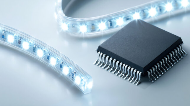 Black microchip led strip electronic component circuit board integrated circuit semiconductor computer hardware technology