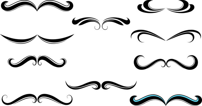Variety of mustache styles a collection of black and teal facial hair designs