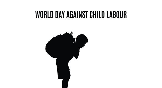 World day against child labour vector illustration graphic design showing child carrying heavy load