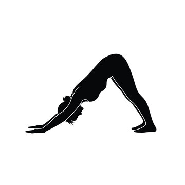 Woman yoga push up exercise silhouette black and white fitness workout strength training sport motivation healthy lifestyle