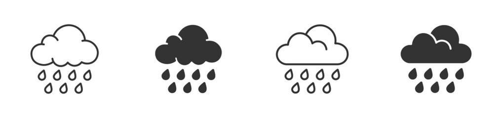 Rain cloud icons set, Weather precipitation symbols, Rainfall forecast icons, Climate weather vector icons © Kamrul