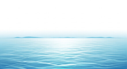 Obraz premium Calm Ocean Horizon with Distant Islands Under a Bright Sky.