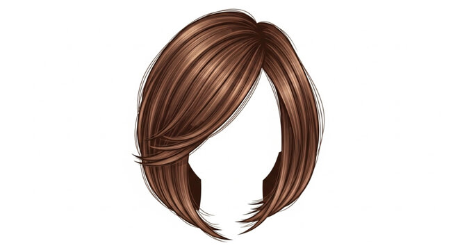 Brown Bob Hairstyle Illustration Isolated on White.