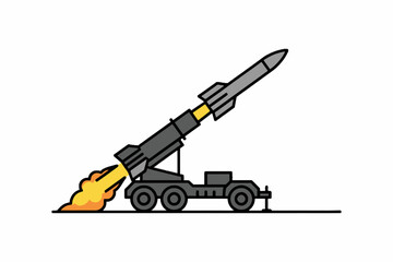 Obraz premium Tactical Missile Rocket Launching from Mobile Vehicle Platform