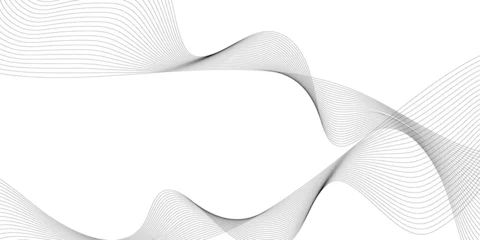 Fotobehang Kunst Abstract wavy lines on white background flowing linear design  © ak