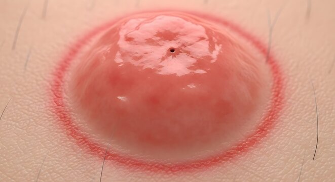 Close-Up Illustration of Inflamed Skin Abscess or Boil