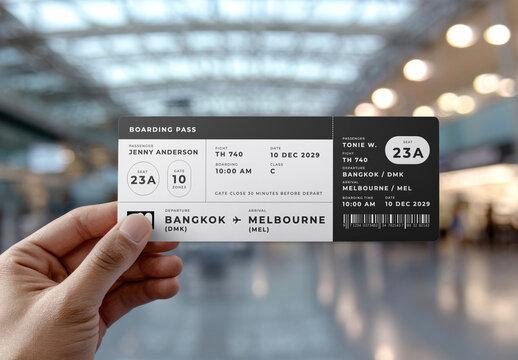 Airline Boarding Pass Mockup Travel PSD