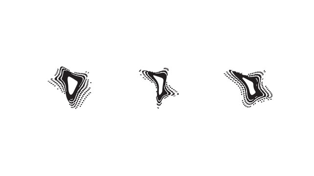 Abstract topographic map contour lines, set of 3 organic wavy line shapes, minimalist black and white vector design elements for branding