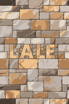 Lale-"A decorative vector wall with engraved patterns [Lale]. Geometric stone tiles in neutral colors, ideal for architectural visualization and creative backdrops."