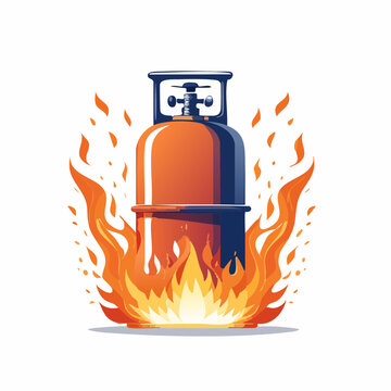 Gas cylinder on fire