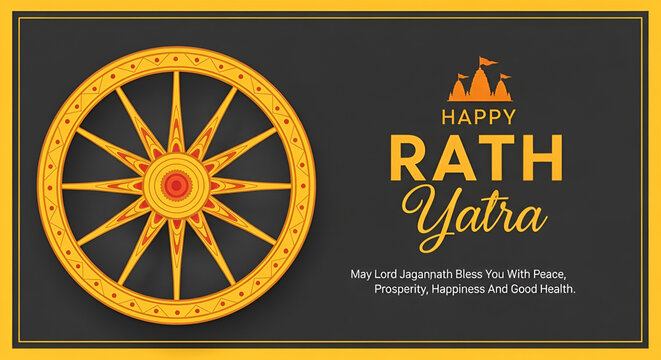 Rath Yatra festival. Lord Jagannath Annual Rathayatra festival in Odisha and Gujarat. Rath Yatra festival is based around the worship of Lord Jagannath, Balabhadra and Subhadra. Vector