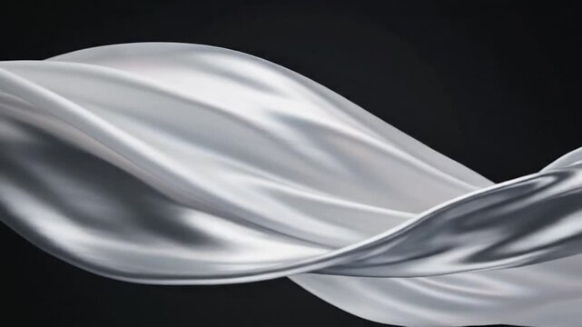 Cinematic elegant white and silver waveforms drifting slowly with silky smooth transitions soft diffused lighting creating refined highlights minimal modern corporate aesthetic seamless loop continuit