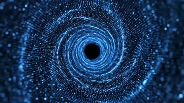 Modern blue particle tunnel loop effect with circles and illuminated design