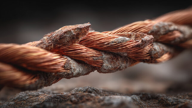 Copper wire braided cable corrosion rust close up oxidation electrical macro textured oxidized copper wire rope with rust and corrosion metal