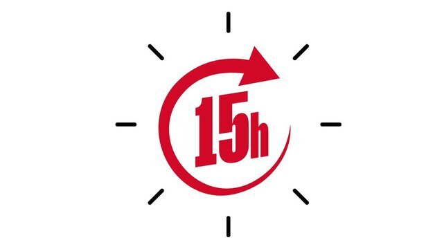 15 Hour Service Open Concept Red Arrow Animation White Background