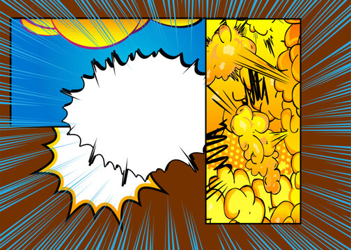 Cartoon background, comic book backdrop. Retro vector comics pop art design.