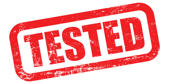 A bold red rubber stamp vector prominently displaying the word TESTED in capital letters isolated on white background