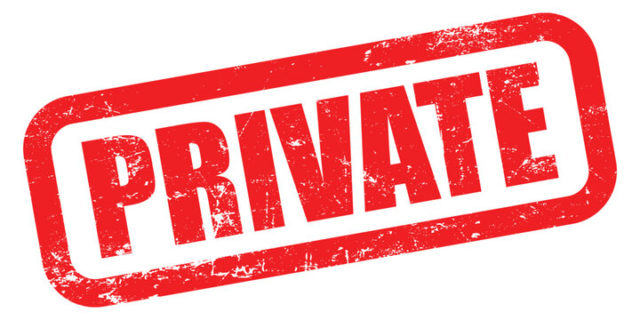 Red rubber stamp vector with the word PRIVATE boldly stamped across isolated on white background