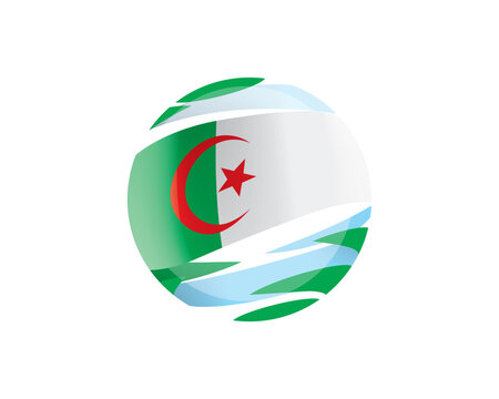 The Algerian flag in an abstract sphere