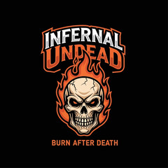 Skull with flames and cracked bones. © Mr.dexterouz