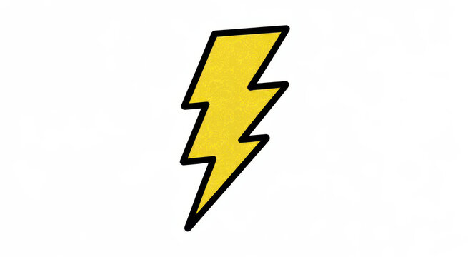 Yellow lightning bolt with a thick black outline on a plain white background, for web