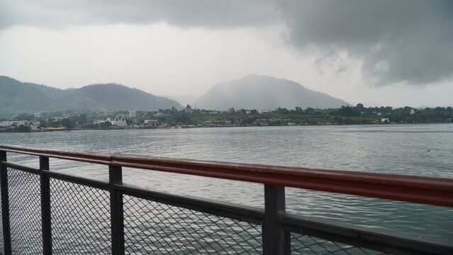 morning mist on the lake toba