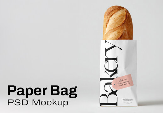 Bakery Bread Paper Bag Mockup PSD